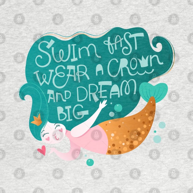 Mermaid swim fast wear a crown by Mako Design 